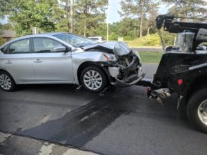 towing a car after a crash
