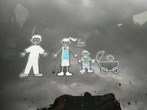 stick family on van
