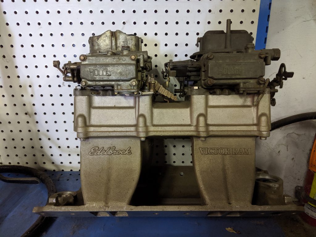 Edelbrock SBC Tunnel Ram with Carbs. Roscoe's etc.